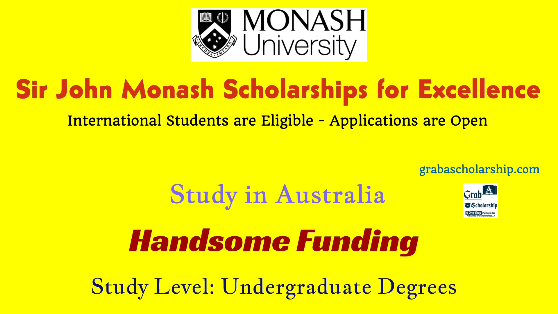 Sir John Monash Scholarships for Excellence for International Students