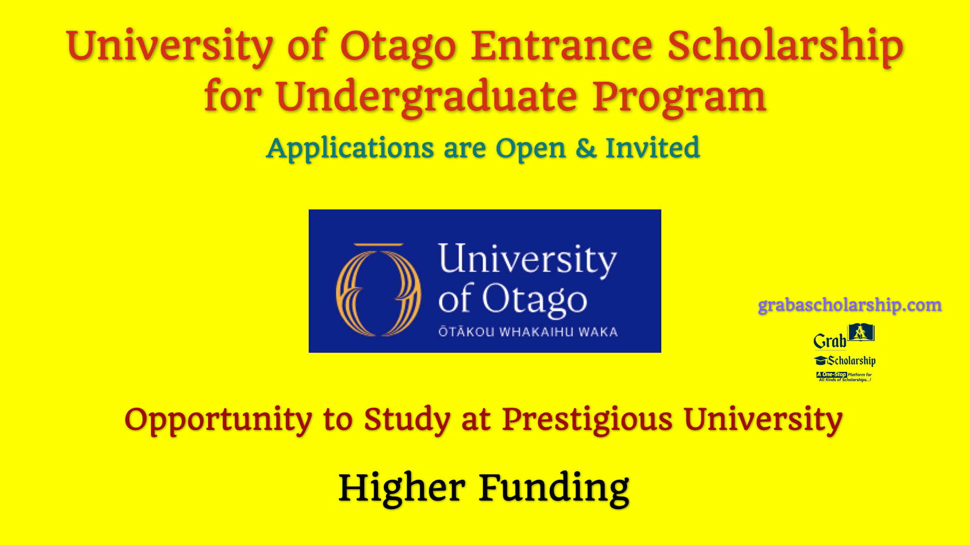 University of Otago Entrance Scholarship for Undergraduate Program